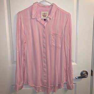 Pink Linen Button Up
